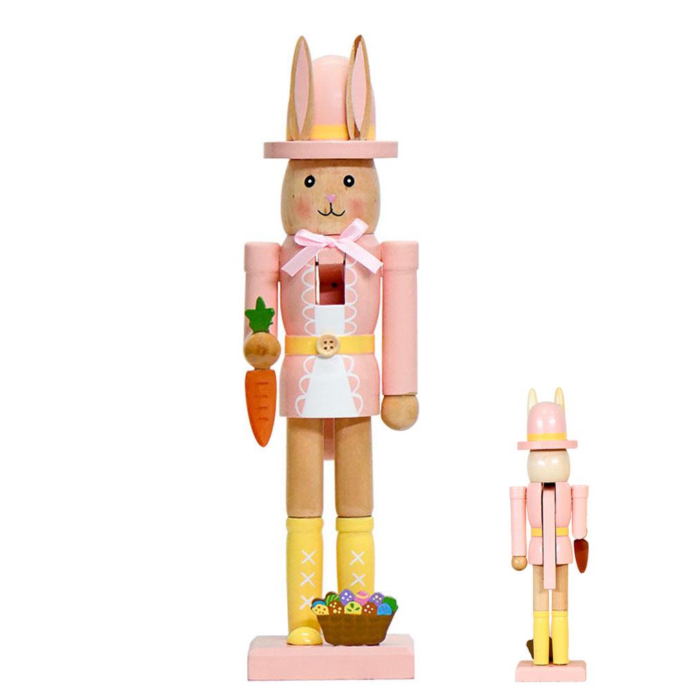 

30CM Wooden Easter Rabbit Nutcracker Decor Handcrafted Holiday Figurine Design Bunny Ornament For Window Sill Festive Gift