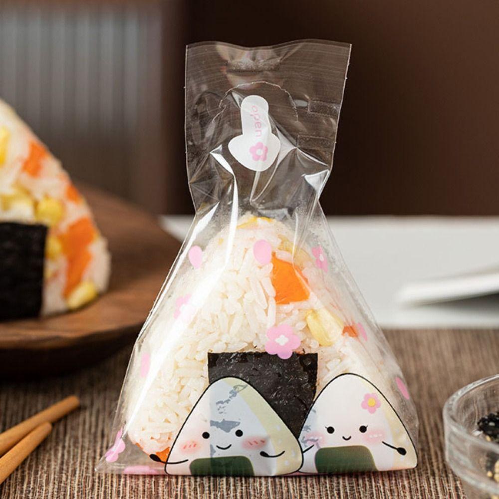 100Pcs Disposable Rice Ball Wrapper Cartoon Pattern Sushi Bag Business