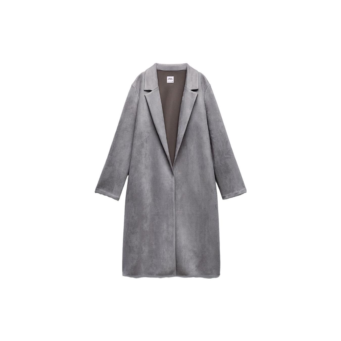 

Zara Solid Color Minimalist Velvet Coat Women coats Light-Gray 02712160826-33 M