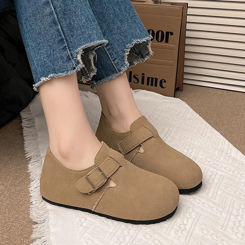 

Мода 2024 Бренд Женская обувь Пряжка на ремне Женские балетки Модные круглый носок Повседневная плоская обувь Горячая распродажа Однотонные плоские Низкий каблук zapatos Mujer 35 верблюд