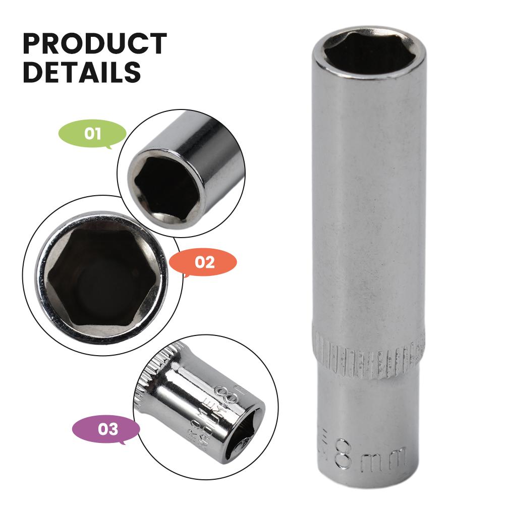 1PCS 4-14mm Deep Socket Adapter 1/4inch Hex Socket Wrench Heads Ratchet Tool For Impact Drivers And Socket Wrenches
