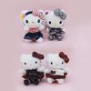 Cute Hello Kitty Plush Pendant With Plaid And Leopard Print Dress Decor For Gifts