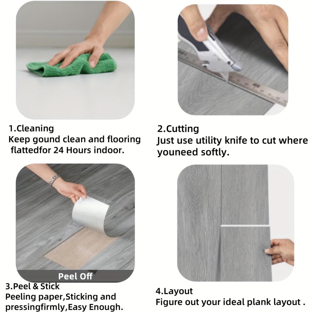 10Pcs 40x15cm PVC Floor Stickers Self-adhesive Waterproof Thickened Wood Grain Floor Foam Living Room