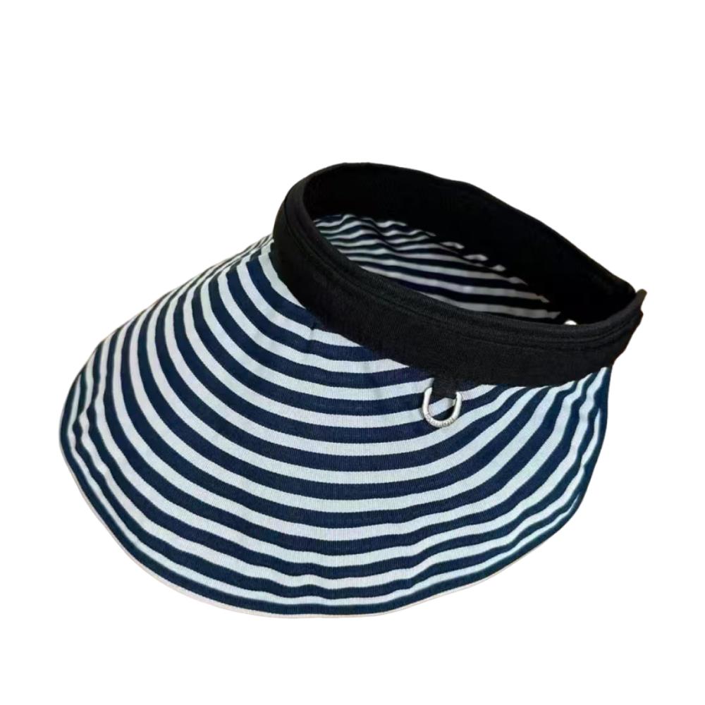 Foldable Stripe Empty Top Hat Wide Brim Striped Headband Fashion Sun Protection Cap Beach Holiday