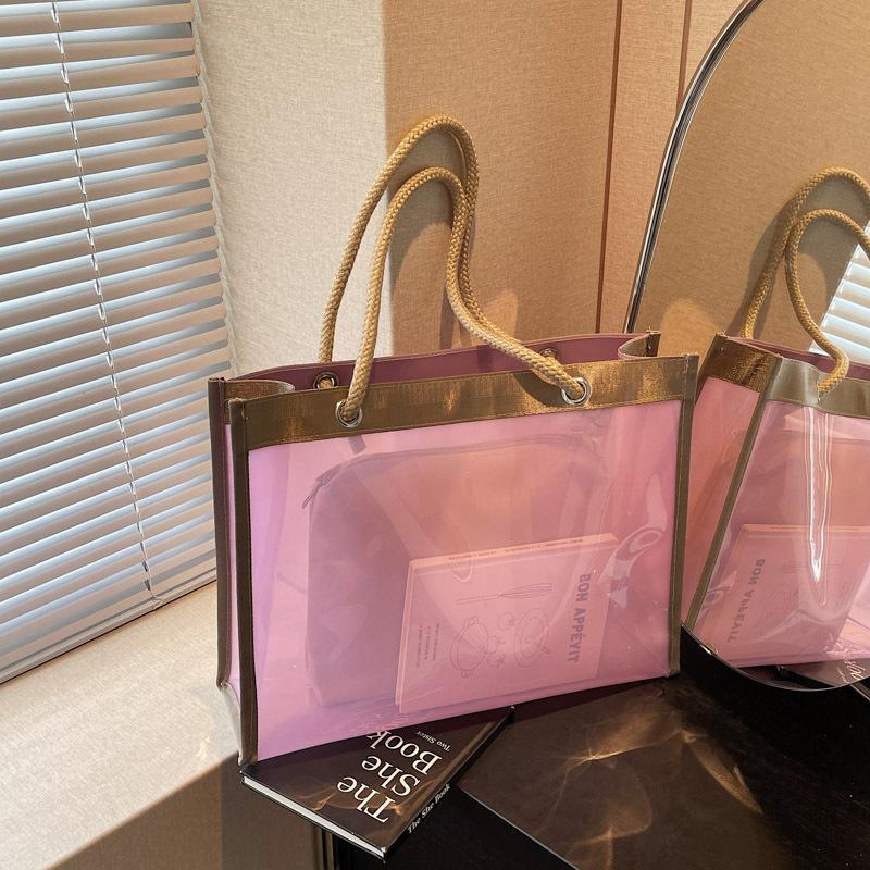 Women's bag summer new transparent large-capacity bag handbag jelly shoulder large bag mother and child bag