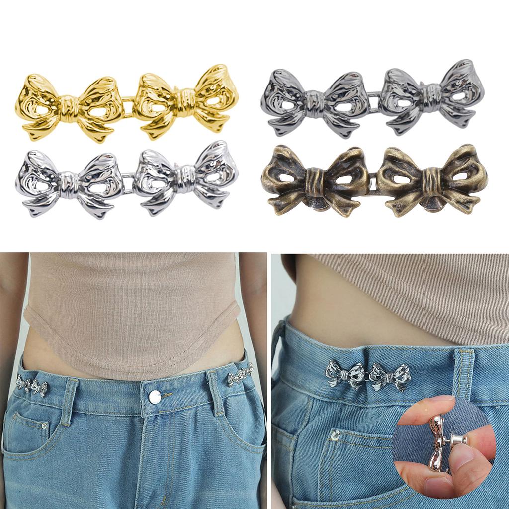 Bowknot Button Pins Jean Waist Buckles Detachable Pants Waist Tightener Jean Buttons Pins Adjustment Waist Buckles