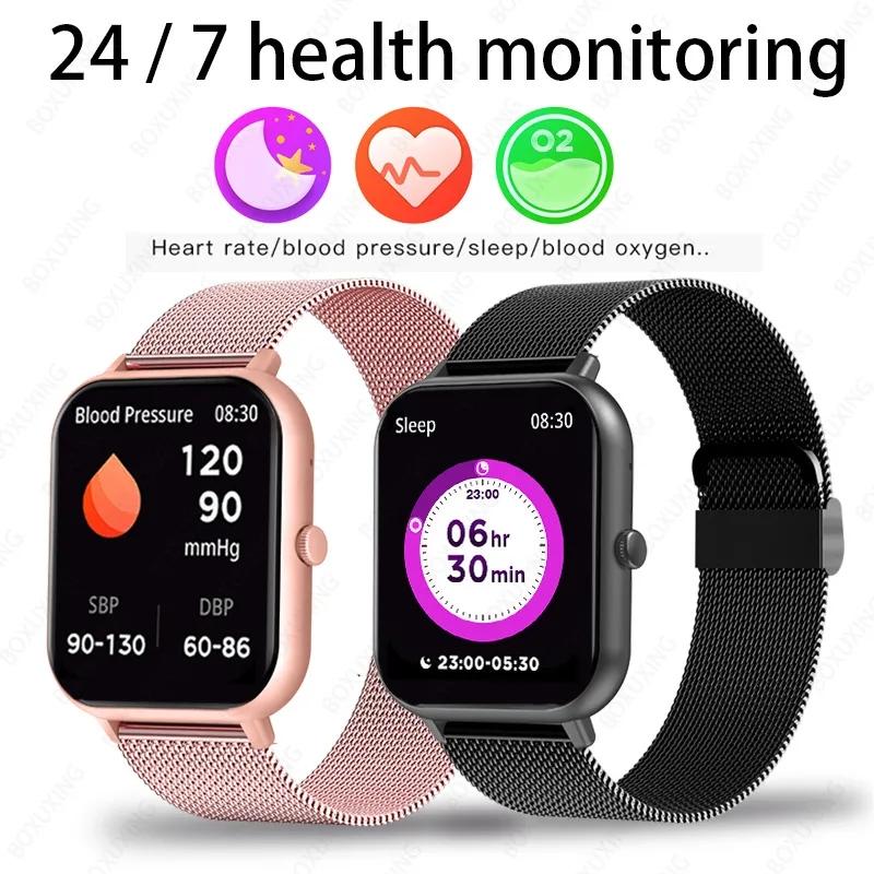 New For Women Bluetooth Call Smart Watch Women Men Heart Rate Blood Oxygen Voice Assistant 100+Sports Ladies Smartwatch