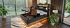 Cama individual tapizada de 90x200 cm, Cabecero con puertos USB tipo C, Iluminación LED en cabecero y piecero, Almacenamiento hidráulico, Gris, Lino (Sin colchón)