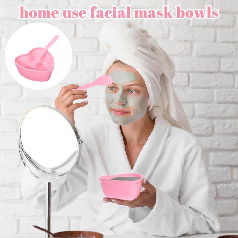 Plastic DIY Skin Care Tool, Suitable For Family And Salon 6/12 Pcs Heart Shaped Facial Mask Mixing Bowl With Scraper