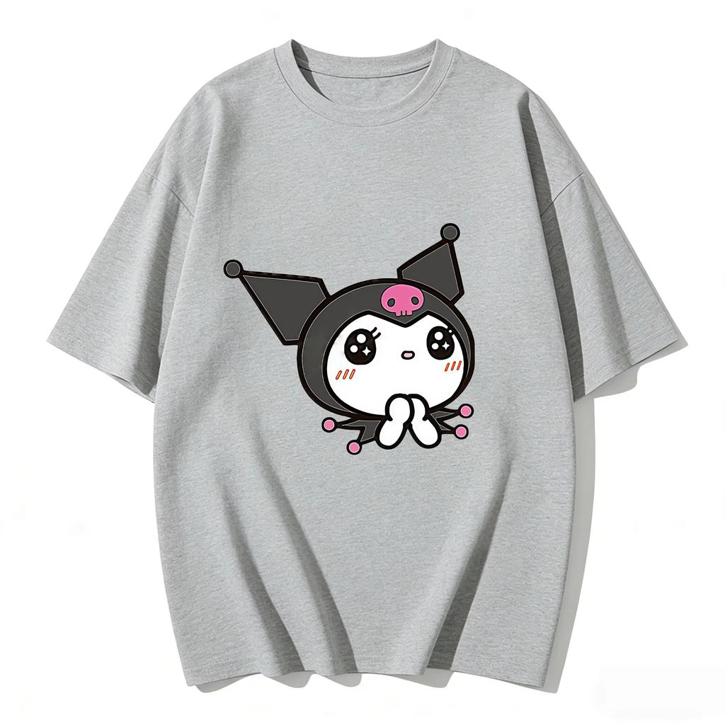 2026 Kuromi Tee Soft Cotton Short Sleeve Crew Neck Cute Print Lightweight Summer Top for Women Daily Casual Wear