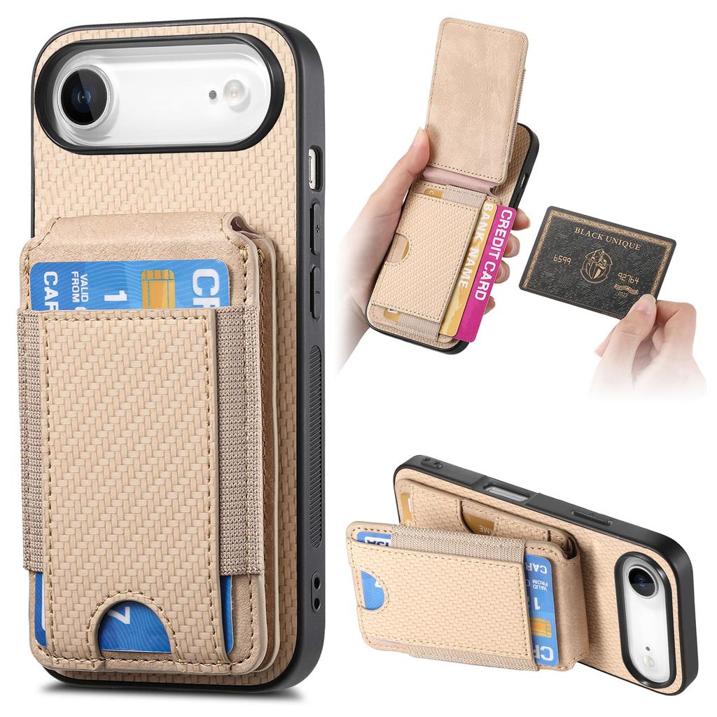 For iPhone Air Case with Card Holder Kickstand Leather Back Cover