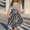 Fashion Women Summer Vintage Floral Dress Elegant Short Sleeve Midi Dress