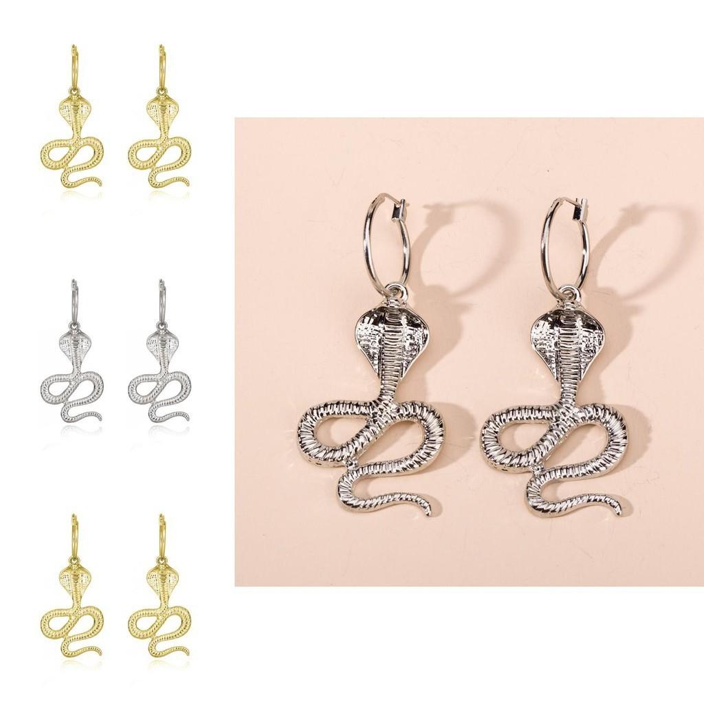 Trendy Gold And Silver Snake Earrings Minimalist Animal Style Ear Jewelry