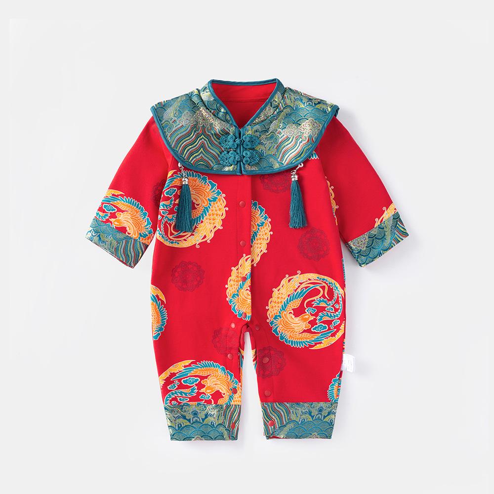 

Детский весенне-осенний комбинезон в стиле тансю: Наряд для Чжуа Чжоу в Полнолуние для девочек, от новорожденных до 1 года, одежда для поздравления с Новым годом. 73