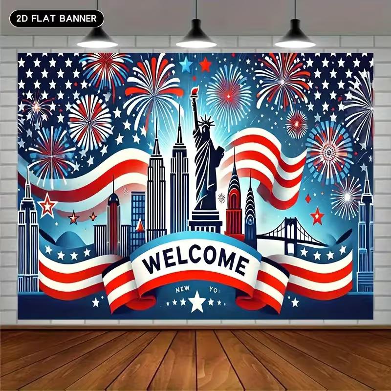 2D Statue of Liberty & Skyline Backdrop for USA Celebrations & Welcome Parties