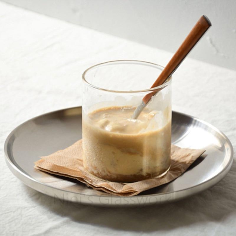 Glass Circular Transparent Dessert Cup Ins Italian Style Cold Drink Cup Microwave Medium Water Cup 9Cm 400Ml