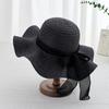 Summer Wavy Edge Cotton Linen Hat With Breathable Straw Material For Outdoor Travel