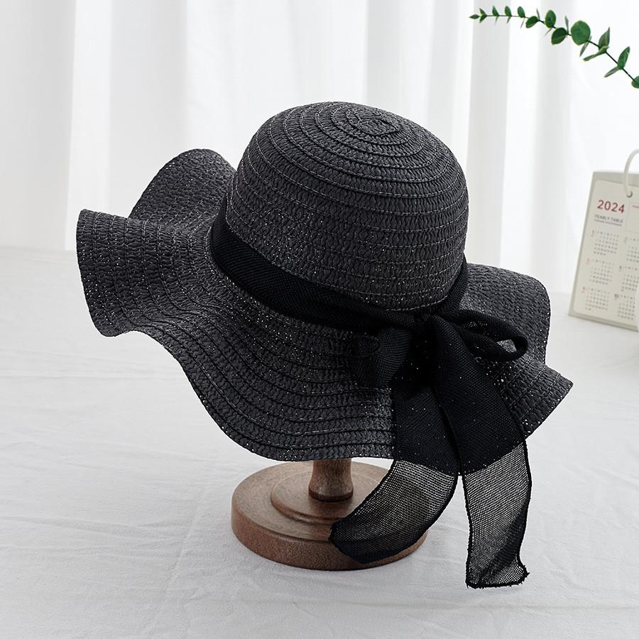 Summer Wavy Edge Cotton Linen Hat With Breathable Straw Material For Outdoor Travel