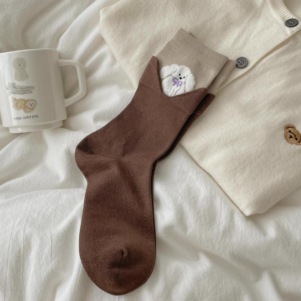Women Socks Cartoon Cat Dog Japanese Kawaii Cute Middle Tube Socks Women Autumn and Winter Retro Long Socks