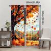2pcs Autumn Pumpkin & Maple Leaf Curtains - Fall Thanksgiving Decorative Window Drapes with Vibrant Foliage Design, Rod Pocket