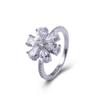 Silver Water Drop Pear-Shaped Flower Snowflake Ring Simple Temperament Flower Ring