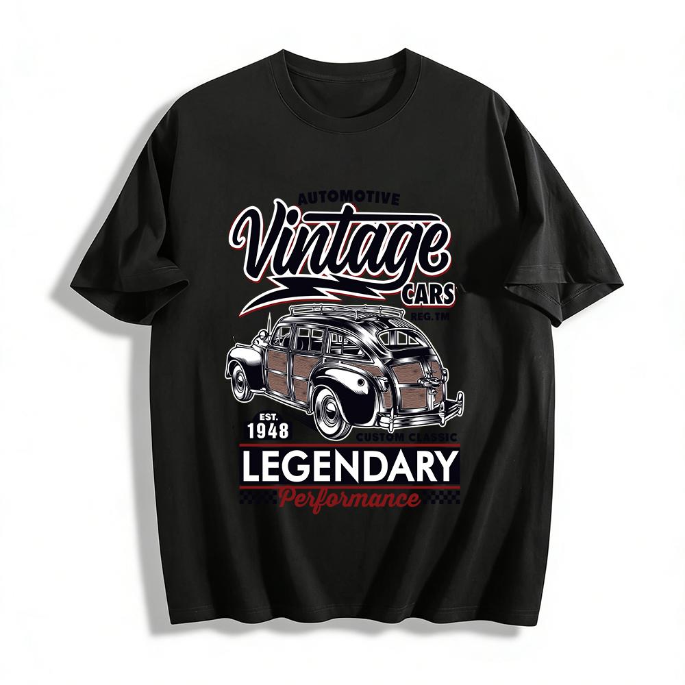 Vintage 1948 Legendary Performance Classic Car Print Top Pure cotton T-shirt XXS