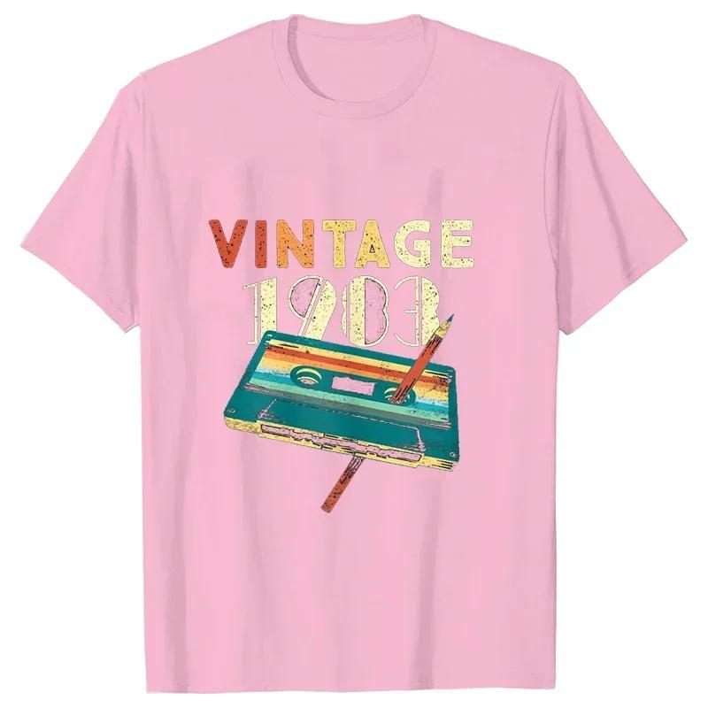Unisex Tshirt Vintage 1983 Music Cassette 40th Birthday Gifts 40 Years Old T Shirts Summer Music Lover Graphic Harajuku Streetwear