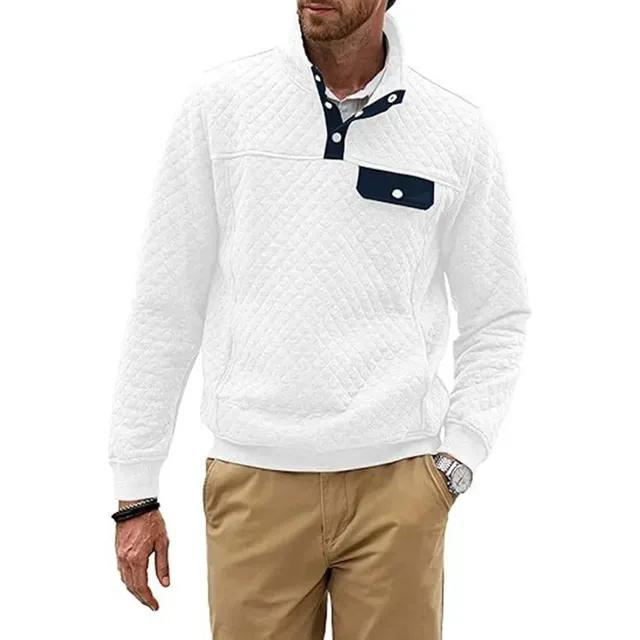 Herren Stehkragen Gitter Langarm Sweatshirt Vintage Kontrastfarbe Pullover