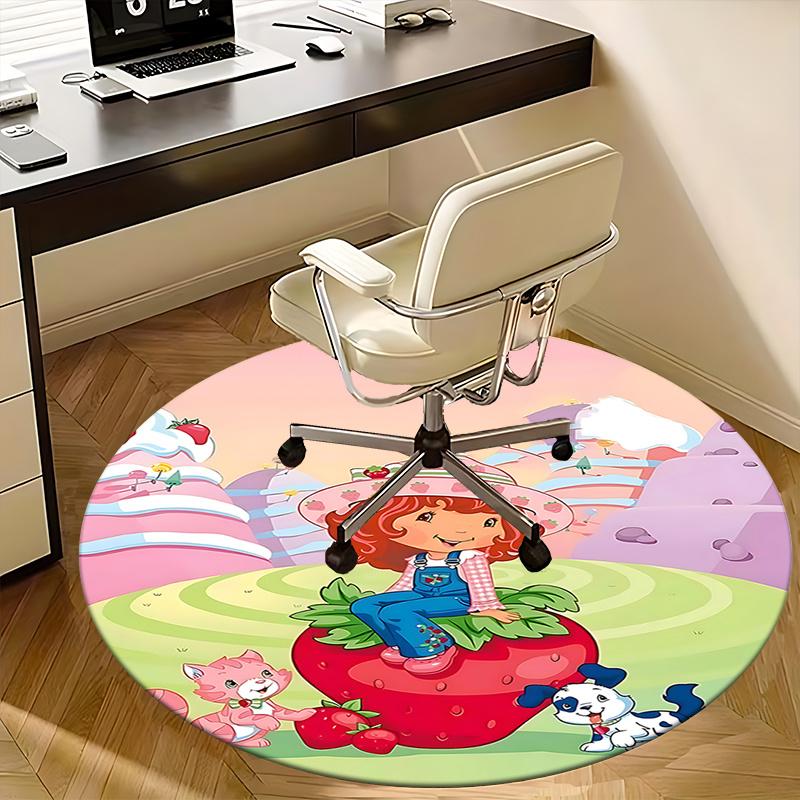 Strawberry Shortcake Chair Mat Round Carpet - Home Decor, Office Rug, Gift for Kids, Suitable for Bedroom