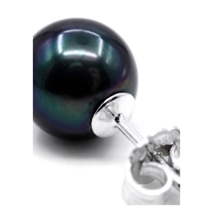 Boucles d'Oreilles - Pearls & Colors - Perle de Culture d'Eau Douce - Perle Noire - Argent 925 - Qualité AAA+ - Femme