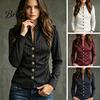 Women Slim Fit Blazer Stand Collar Striped Blazer, Single-Breasted Casual Jacket Blouse Top, Office Business Outerwear Slimming Waist Coat