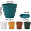 5pcs Indoor Planter Pots with Drainage Hole and Tray Saucer Flower Pots for Indoor Outdoor Garden Plants and Flowers Modern Wave Texture