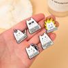 Cute White Cat Enamel Pins Not Today Satan I Am Fine Brooches for Women Men Bag Backpack Badges Funny Jewelry Gift Friend