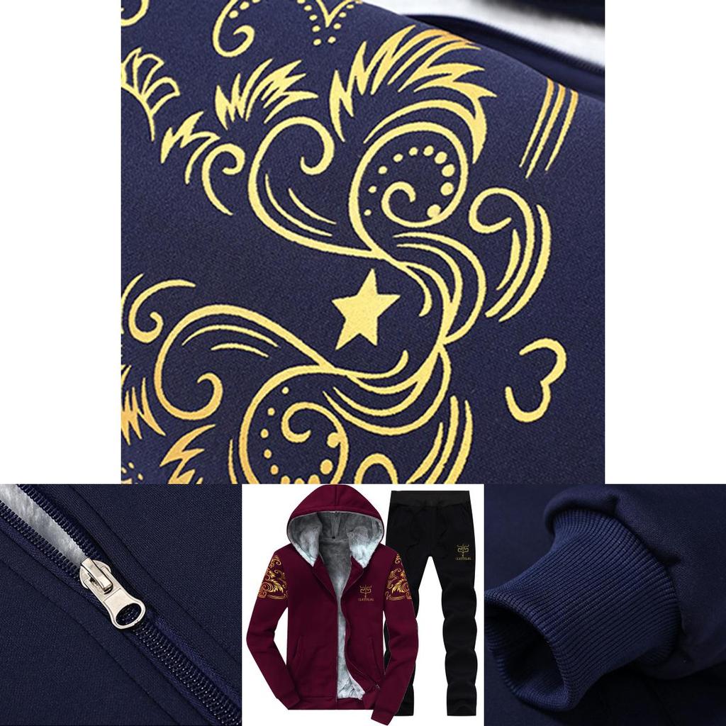 Hochwertiges 2-teiliges Herren-Winter-Fleece-Trainingsanzug-Set mit kuscheliger Jacke und Hose für ultimativen Komfort