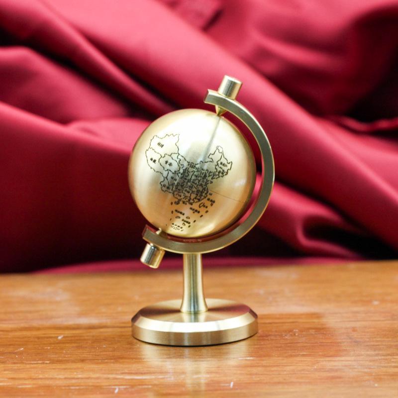 Mässing Roterande Sfärisk Tärningsprydnad - Kreativ Sexsidig Wenwan för Tur, Fred och Glädje