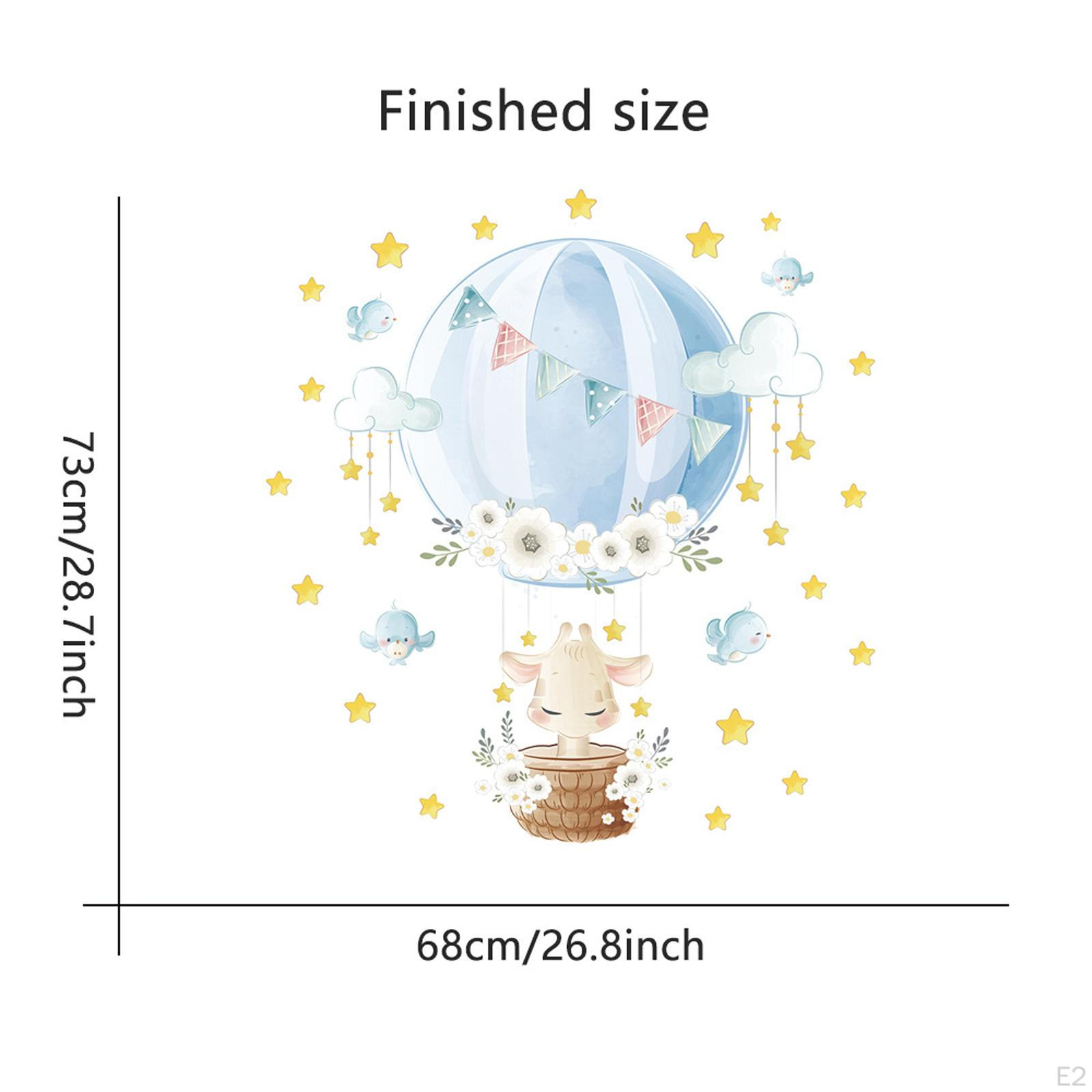 Очаровательные наклейки на стену с изображением животных на воздушном шаре для декора — фото 3