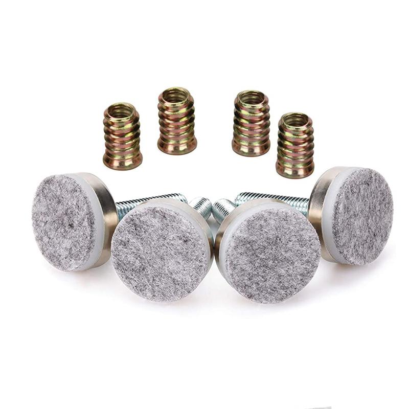 Livellatori per Mobili Regolabili M10 x 35mm con Feltro per Tavoli Sedie Armadi Confezione da 8