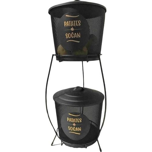 

2-х слойная металлическая сетка для картофеля и лука, черный цвет