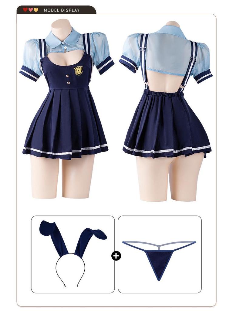 Manyan Sexy Lingerie: JK Pleated Suspender Skirt, Bunny Girl Police Uniform Suit 9349