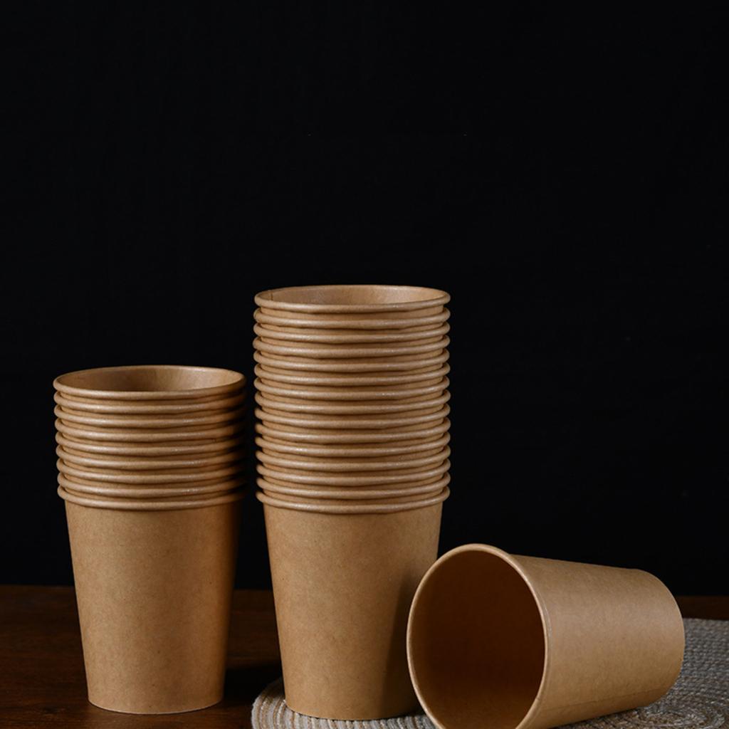 Kraft Paper Cup Disposable Water Cup Food Grade Thick Household Hot And Cold Drink Coffee Cup Anti-scalding High Temperature Resistant