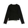 ELLE Solid Color French Style High-End Color Block Pullover Soft Fashion Long Sleeve Sweater Women Sweater Black EZ40256