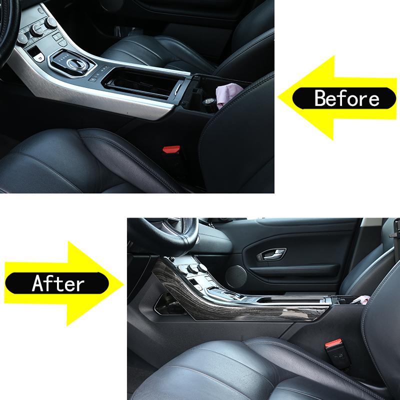 For Land Rover Range Rover Evoque 2012-2018 Carbon Fiber/Black Wood Grain Center Console Decoration Strips Trim Car Accessories