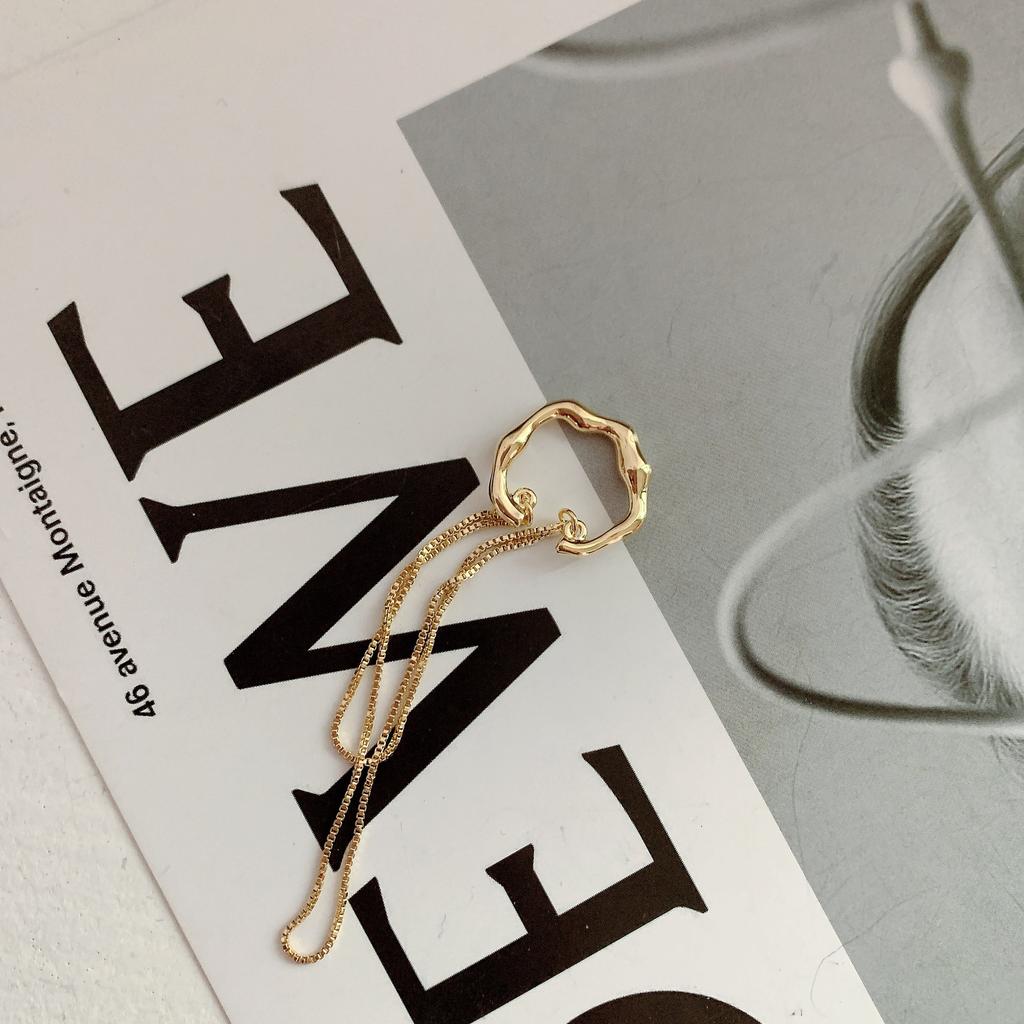 Color Crystal Shining C Shape Long Tassel Ear Cuff No Piercing Earrings Female Design Simple Ear Clip Party Jewelry