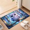 Bunte Eule Flanell Fußmatte Teppich, Rutschfest Süßes Neon Design für Wohnzimmer Küche Eingang Büro Dekor, Bodenteppich Geschenk