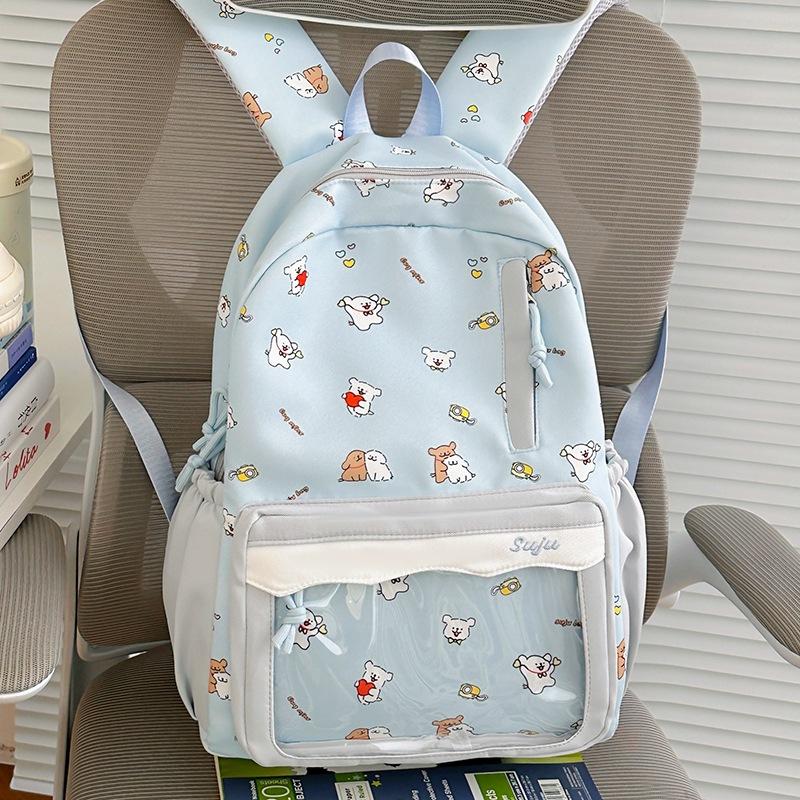 Schoolbag New Cartoon Puppy Printed Backpack Junior High School Schoolbag Ins Niche High Value Backpack