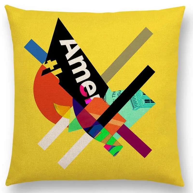 

Geometric Color Blocks Decorative Letters Collage Colorful Art Rich Emotion Abstract Prints Cushion Cover Sofa Throw Pillow Case 30x30cm бежевый