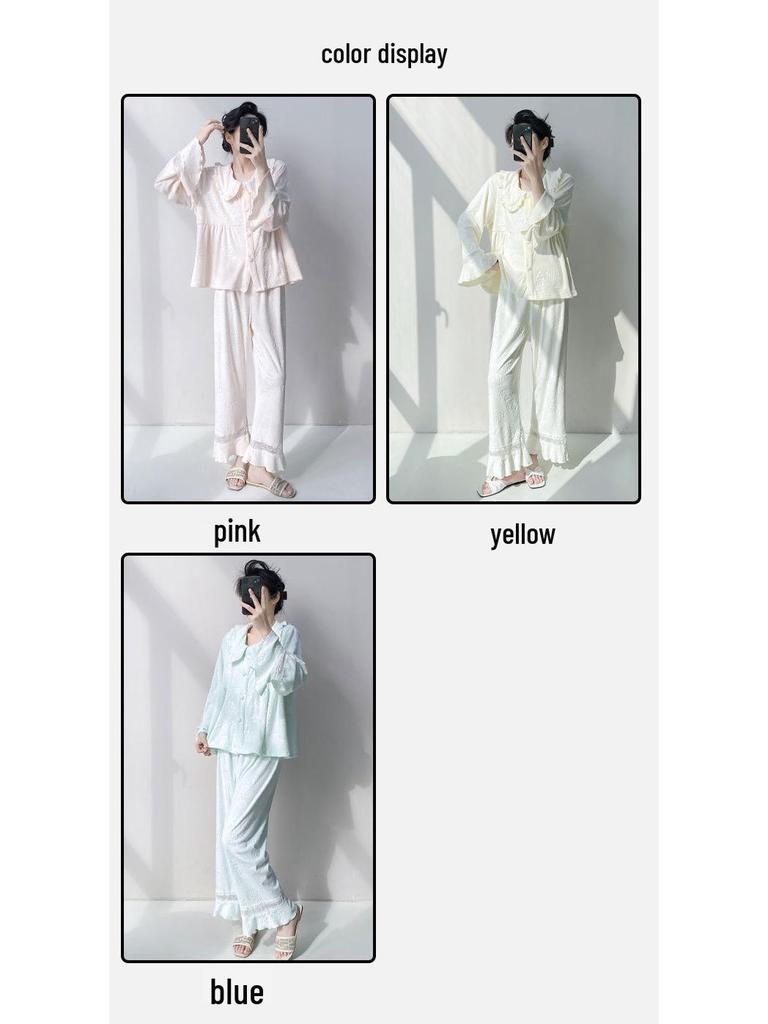 2025 Damen Samt Jacquard Pyjama: Gemütliches Spitzen-Homewear-Set für Herbst & Winter