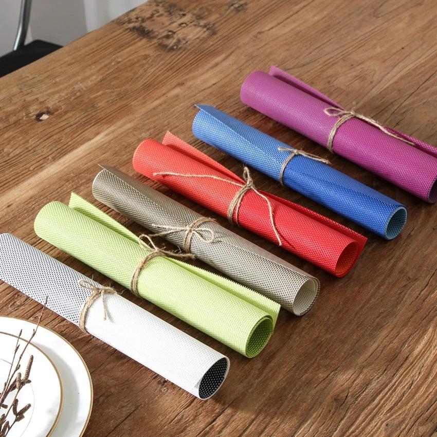 PVC Placemat Waterproof Easy Clean Table Mat Disc Pads Bowl Pad Coasters Table Cloth Slip-resistant for Dining Table Decoration
