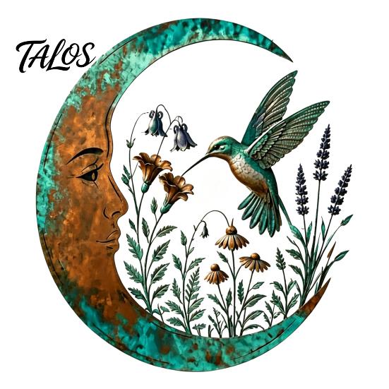 Rustic Turquoise Home Accents Vintage Crescent Moon Wall Art, Fairy Witch Bee Dragonfly Iron Hanging Metal Art Decor Decor, Sculpture for Garden Patio