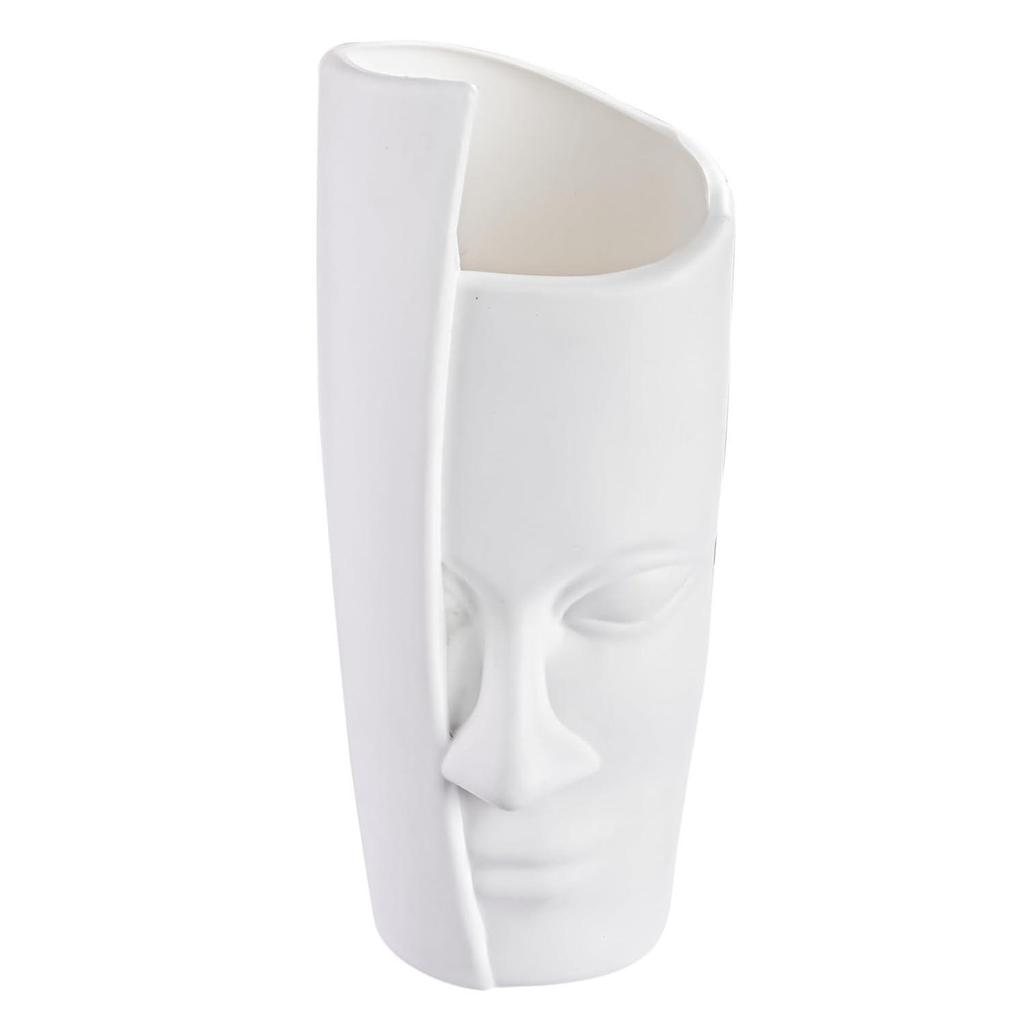 2 Pcs Poly Fiber 12 Inch Aesthetic Flower Vase Long for Living Room and Center Table Bedroom | White Vase for Home Decoration